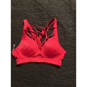 Victoria's Secret Sports Bra Strappy Back Cutout Red Padded Medium Impact